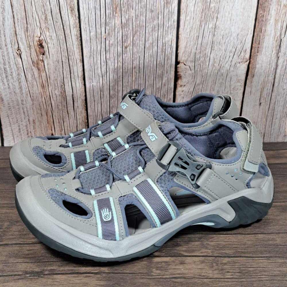 Teva 6154 Ominum Hybrid Trail Hiking Sandals Women's 8 Gray Blue Spider Rubber